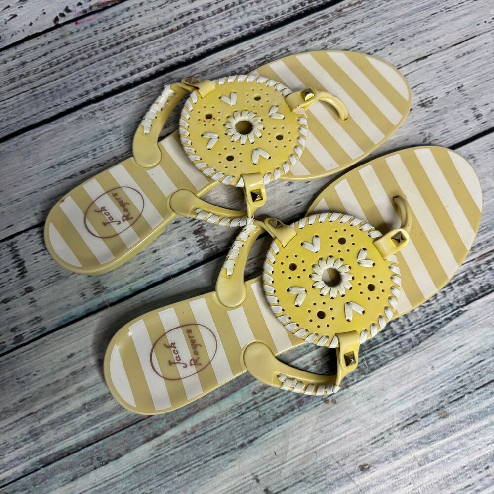 Jack Rogers Jelly Sandals Women’s Size 10 Yellow Striped Flip Flops 10